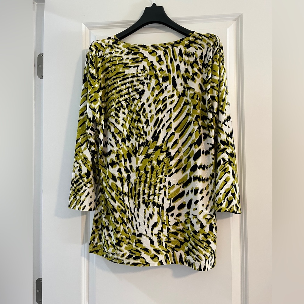 JM Collection size M 3/4 sleeve like new top black,white,lime - Picture 3 of 5